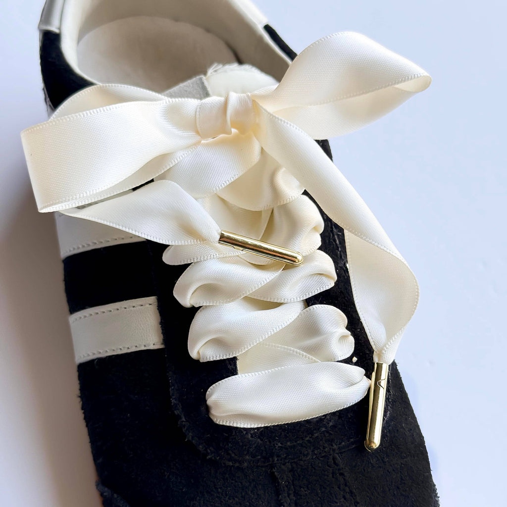 Satin Sneaker Laces with Gold Aglets – Luxe Shoe Accessory