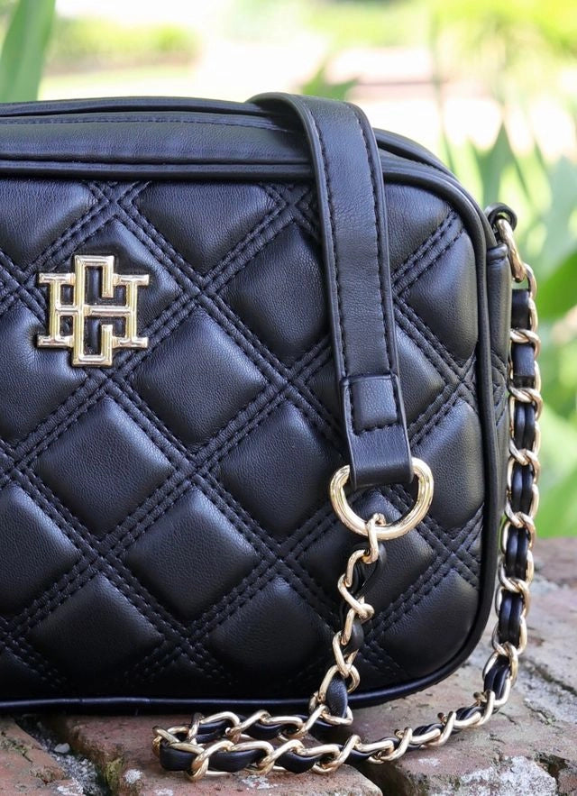 bryce crossbody black quilted bag