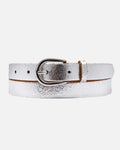 eva silver metallic leather belt
