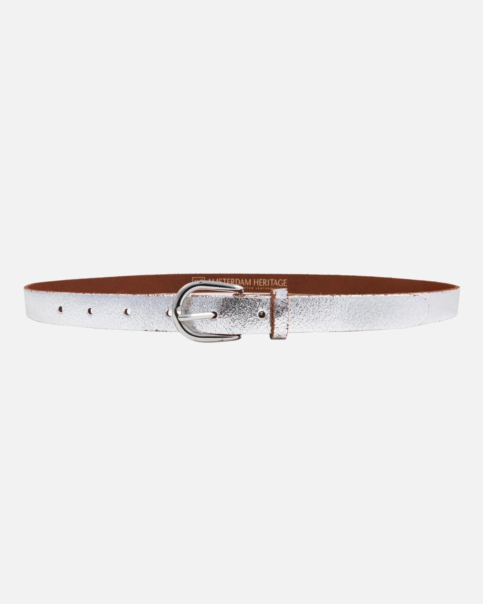 eva silver metallic leather belt