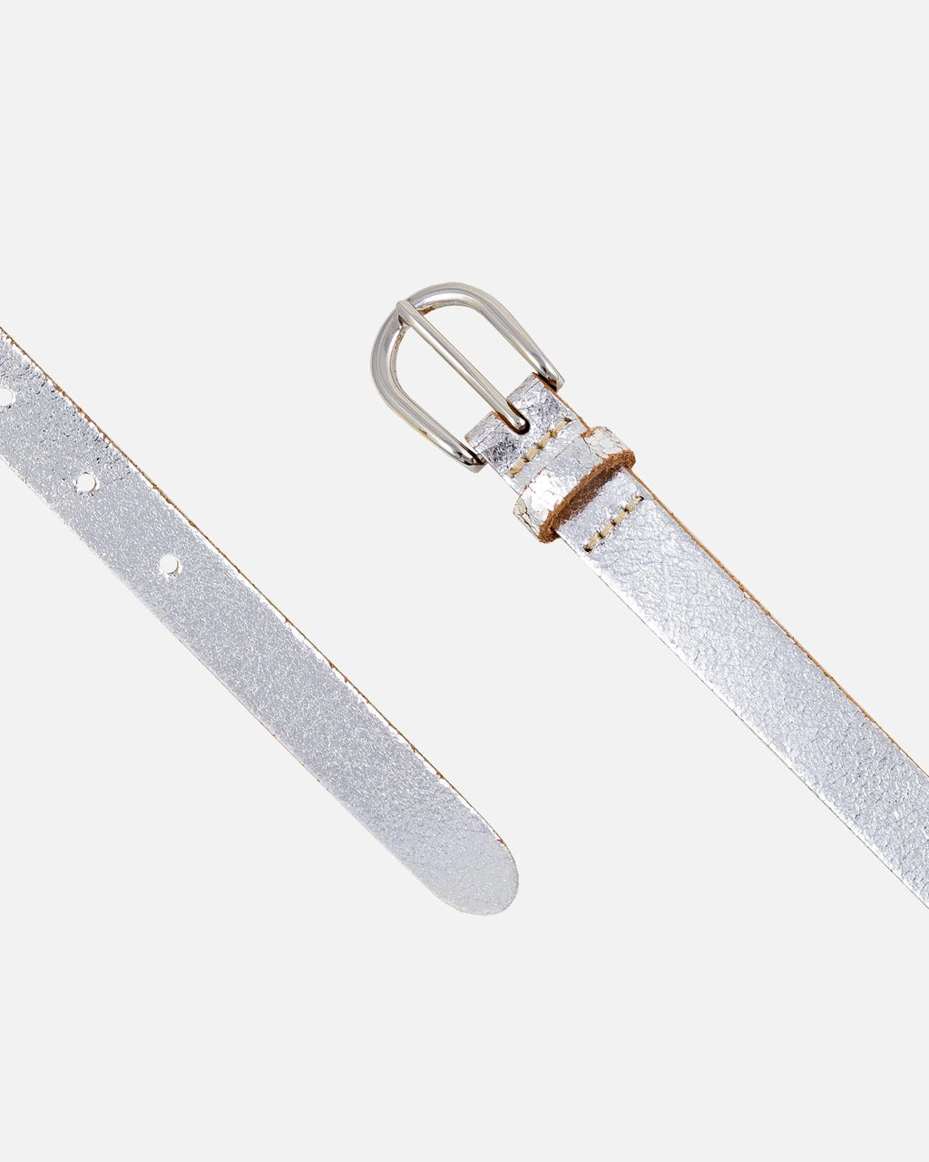 eva silver metallic leather belt
