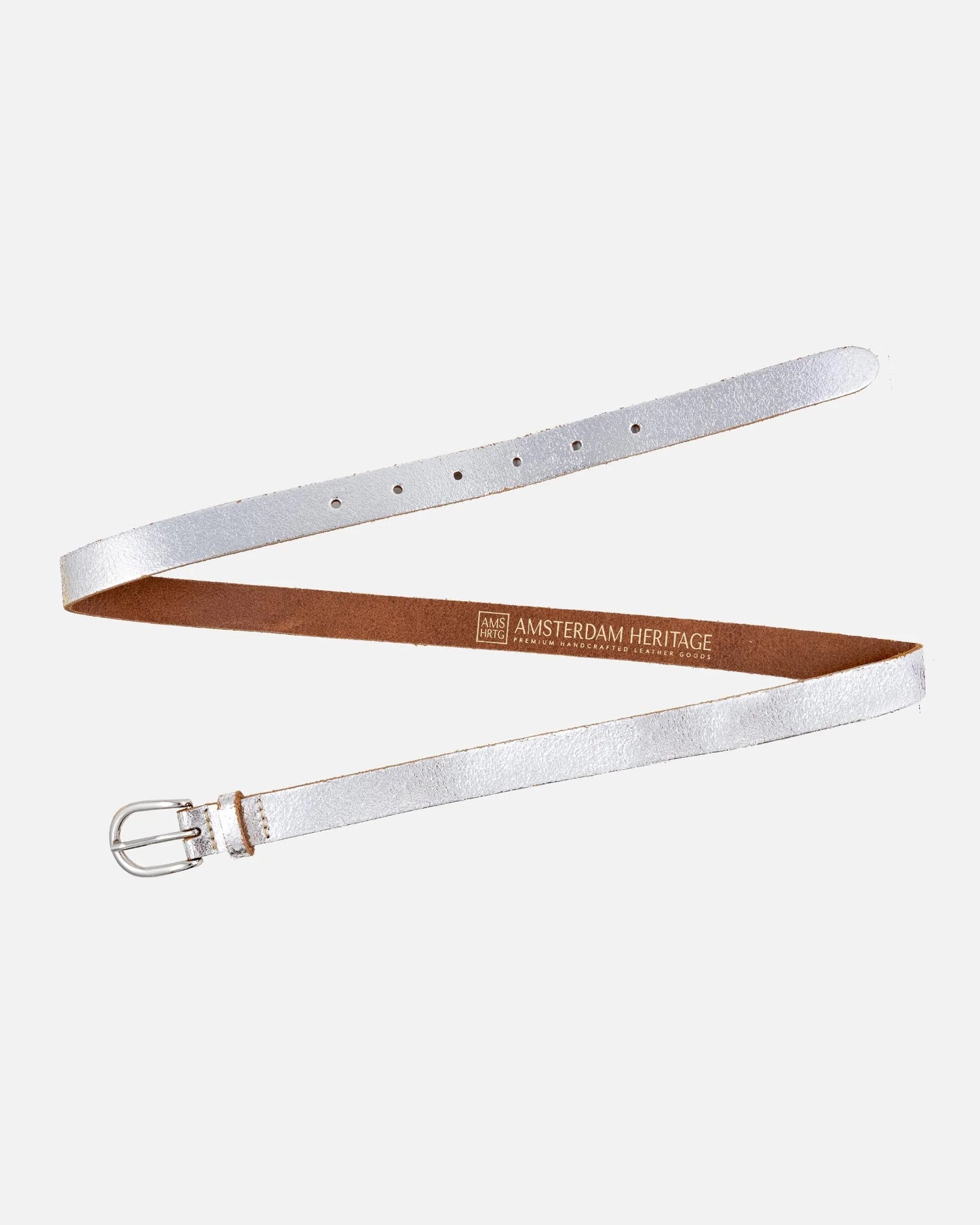 eva silver metallic leather belt