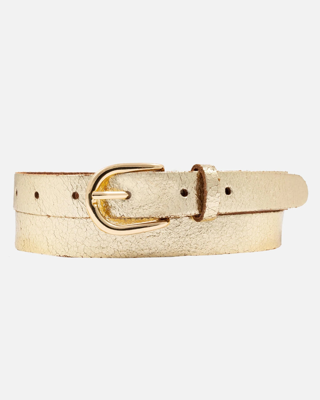 eva gold metallic leather belt