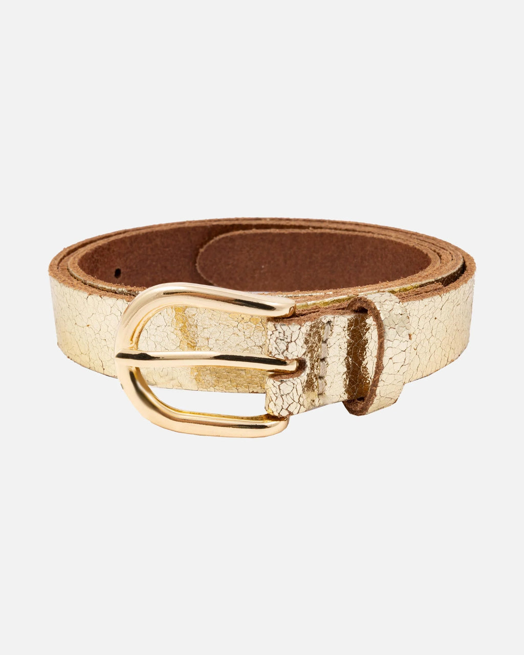 eva gold metallic leather belt