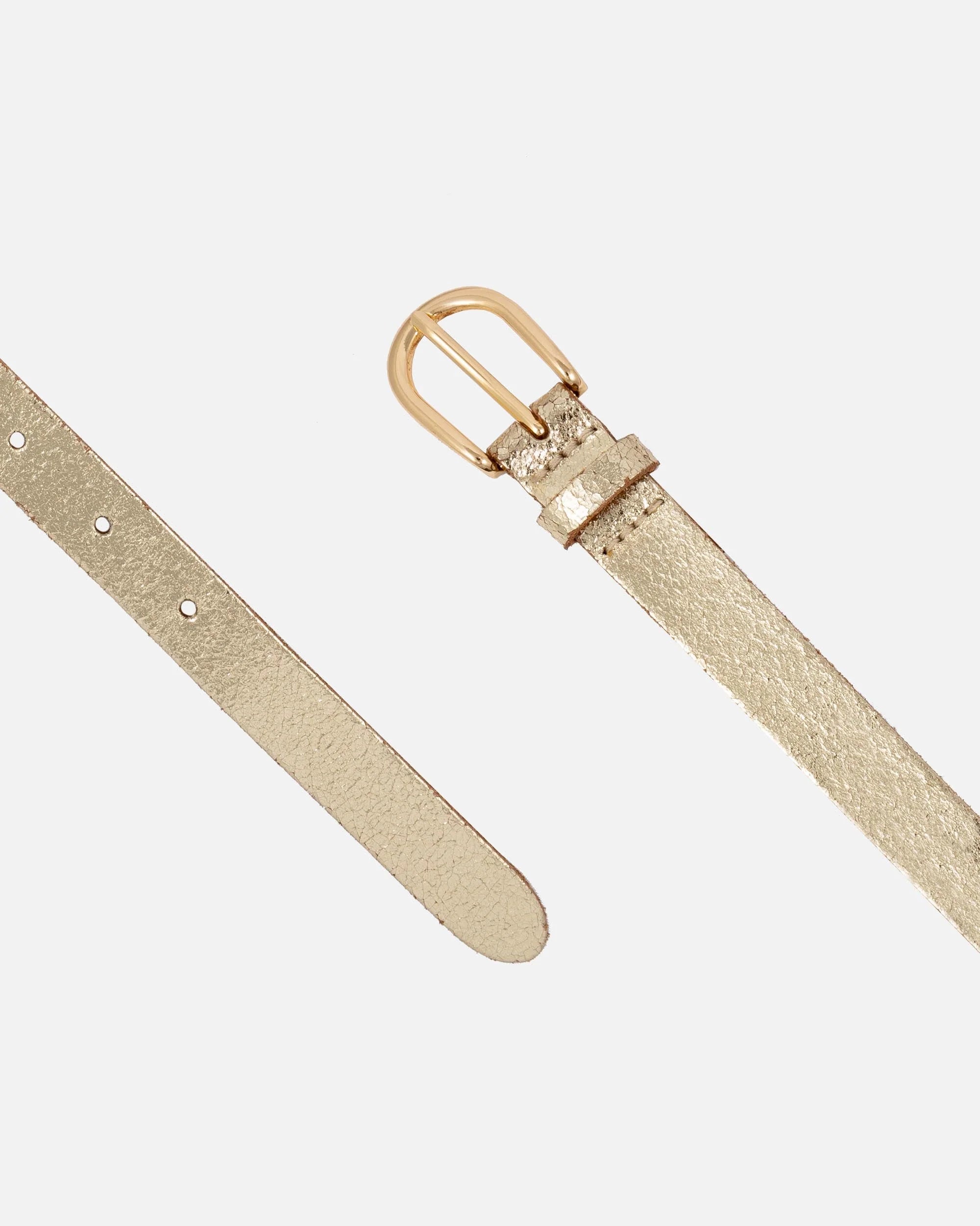 eva gold metallic leather belt