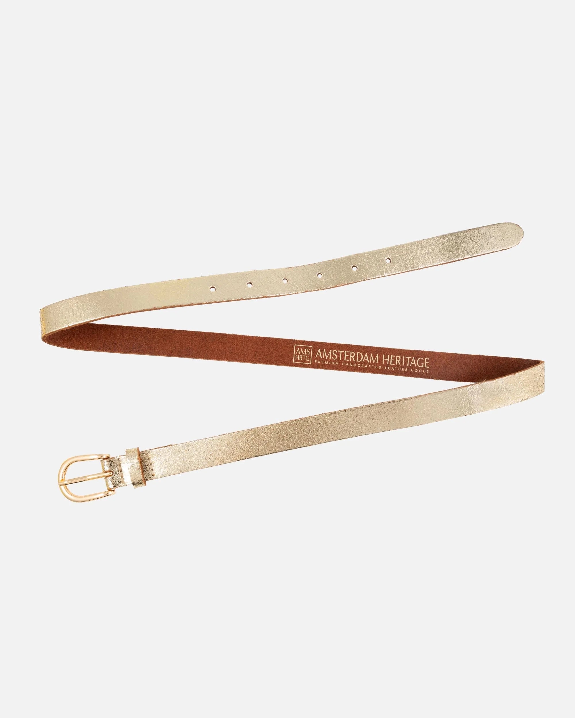 eva gold metallic leather belt
