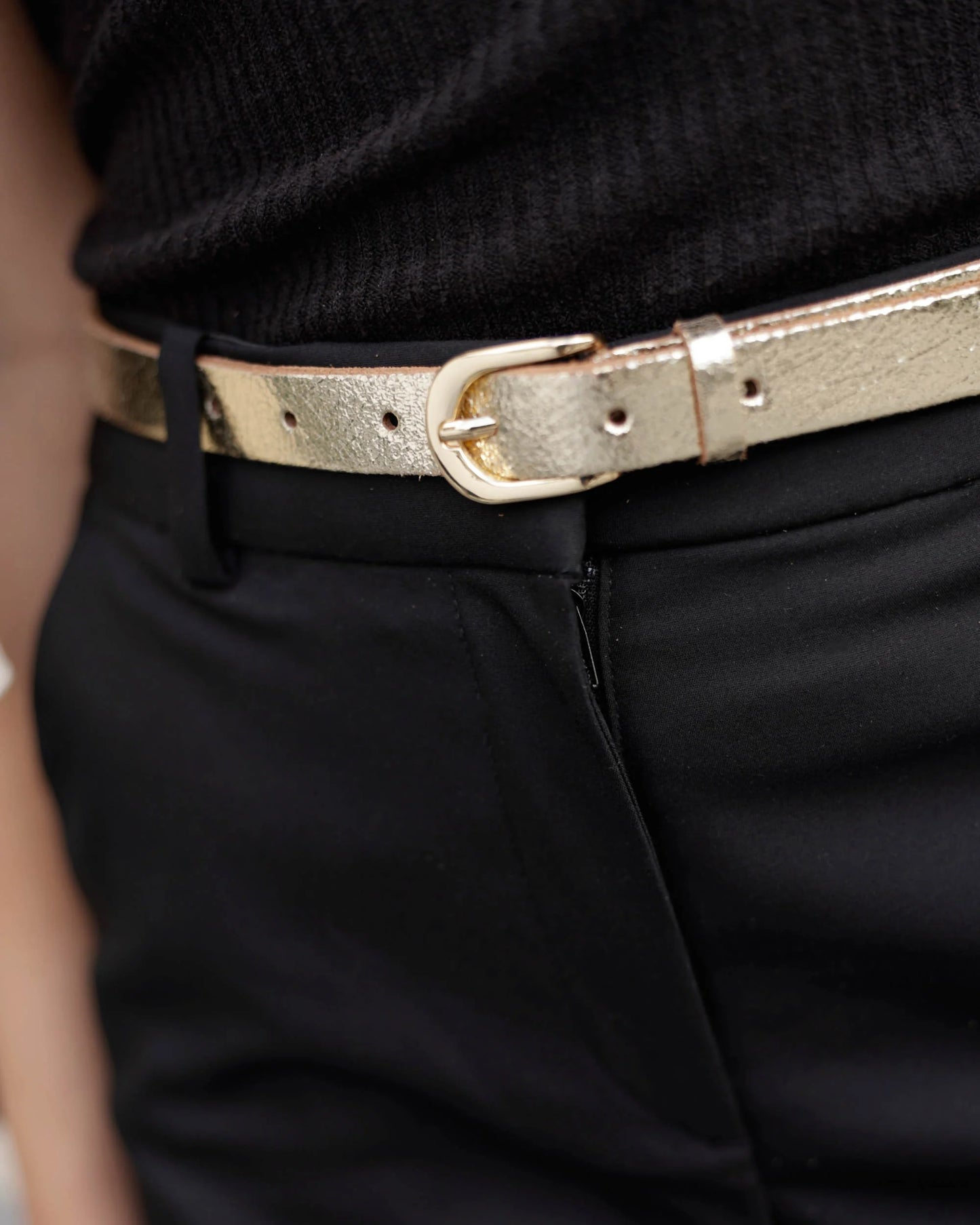 eva gold metallic leather belt
