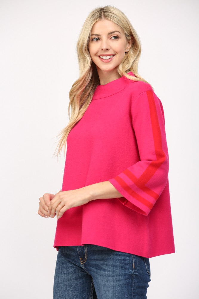 davis color block trim mock neck sweater