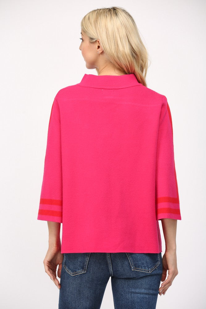 davis color block trim mock neck sweater