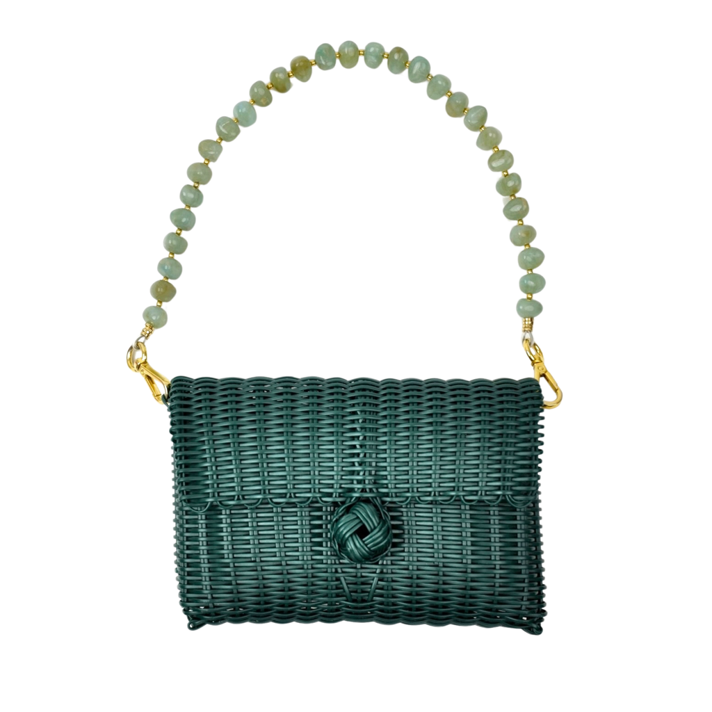 clutch strap pebble gemstone in jade green