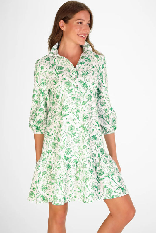 adara dress green botanical toile