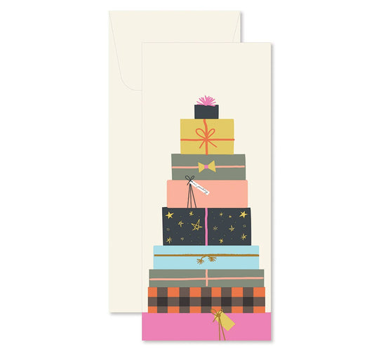 Presents Stack Christmas Greeting Gard: Single Card