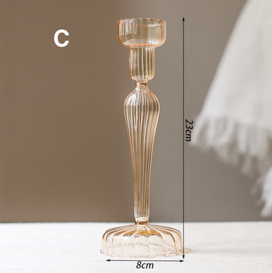 Vintage Style Glass Candlestick Holder: C