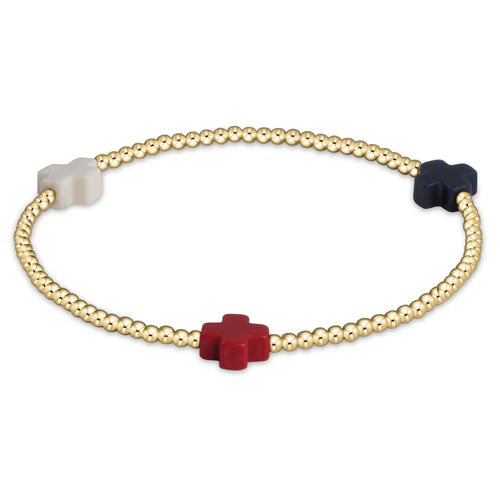 signature cross gold pattern 2mm bead bracelet firecracker