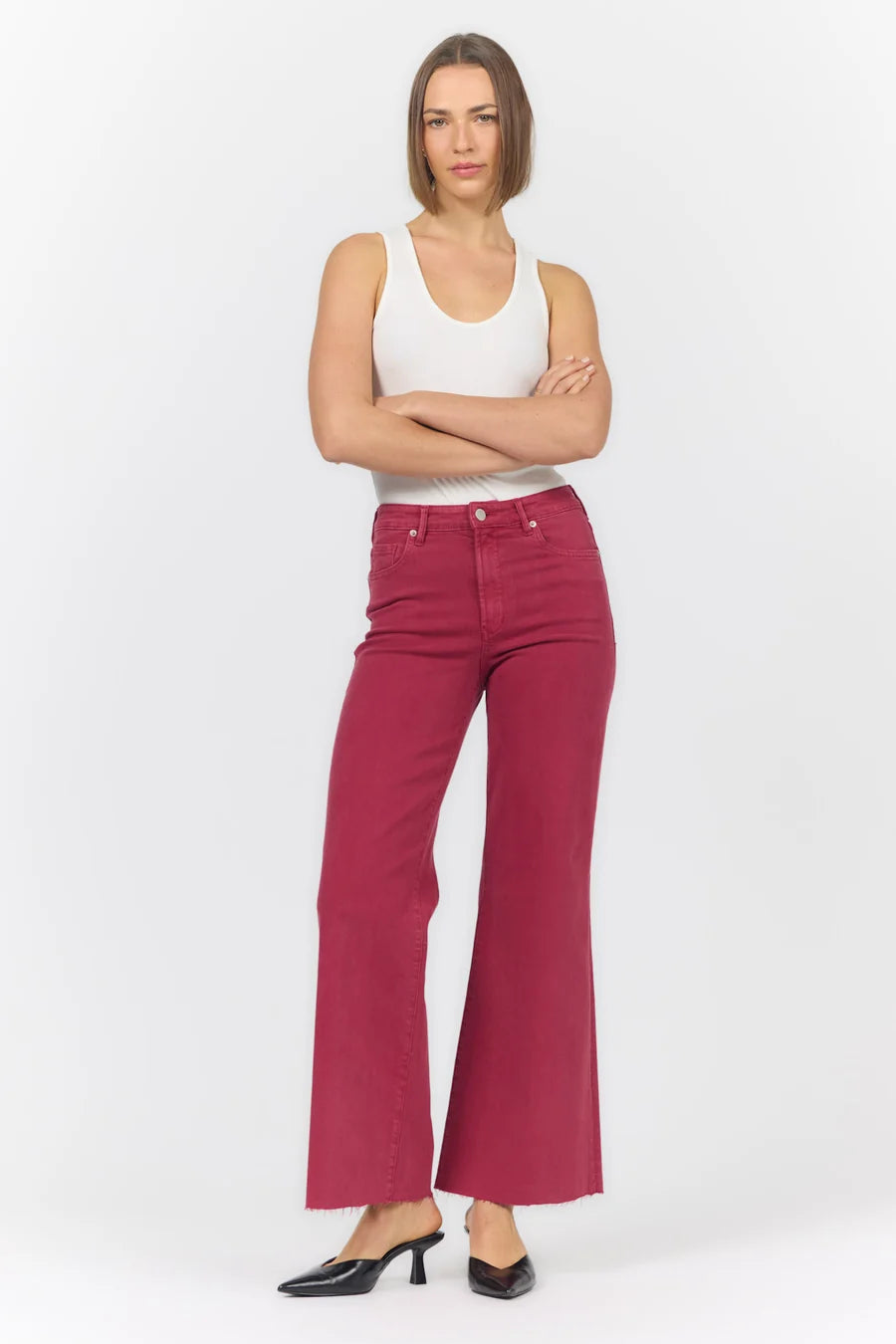fiona high rise wide leg jeans tibetan red