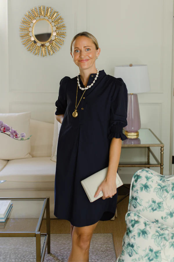 percy popover dress navy