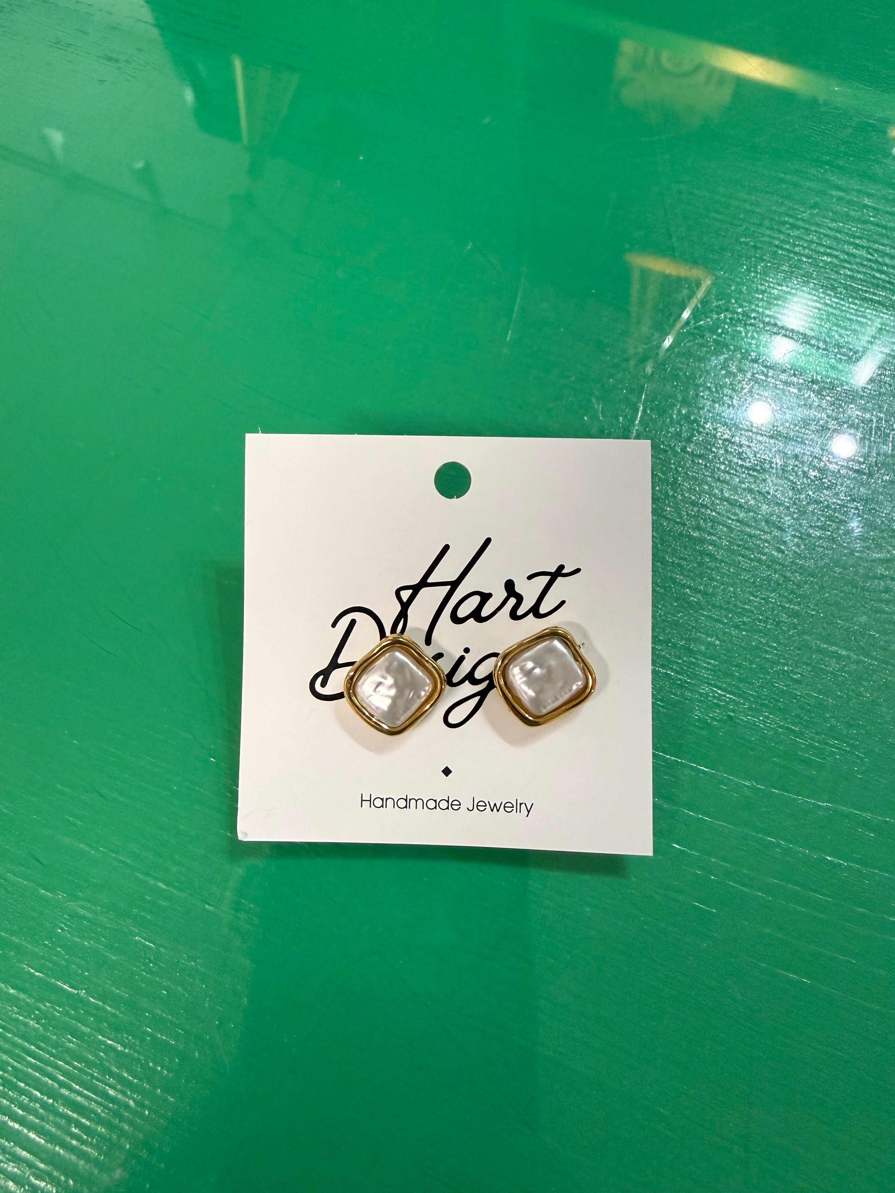 baroque pearl bezeled studs