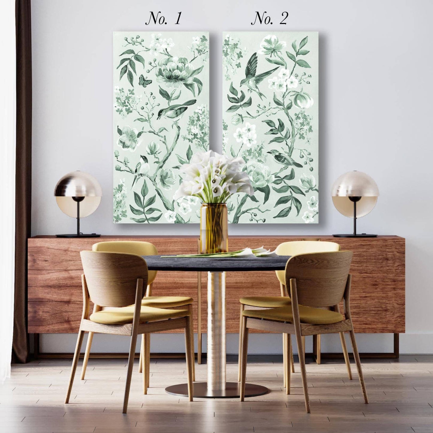 sage Chinoiserie No. 1, a canvas wrap print