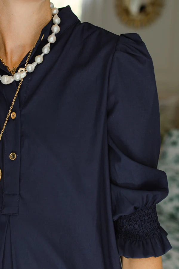 percy popover dress navy