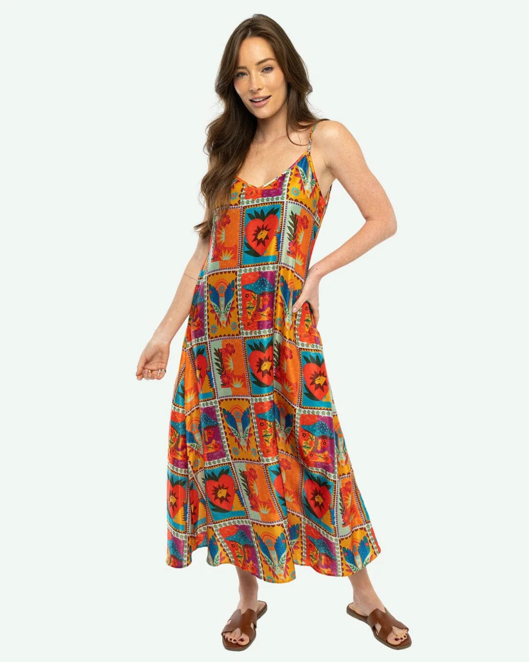 camille slip dress orange