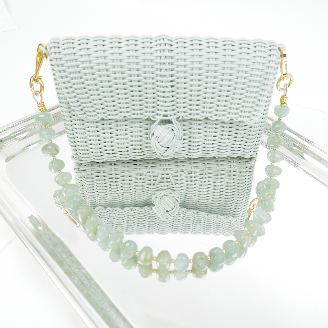 clutch strap pebble gemstone in jade green