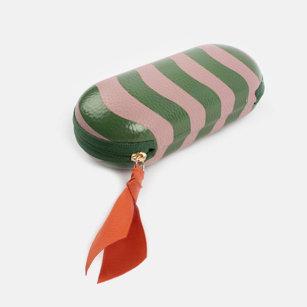 Lilac/Green Wave Stripe Zip Glasses Case