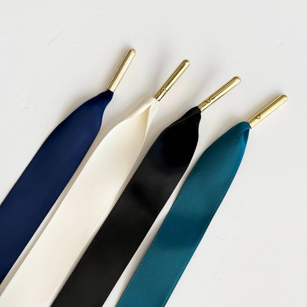 Satin Sneaker Laces with Gold Aglets – Luxe Shoe Accessory