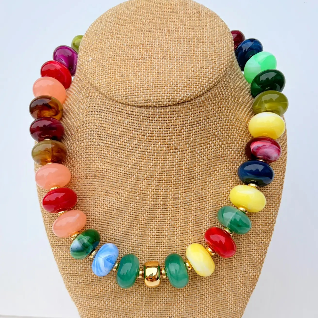 rainbow rondelle beaded necklace