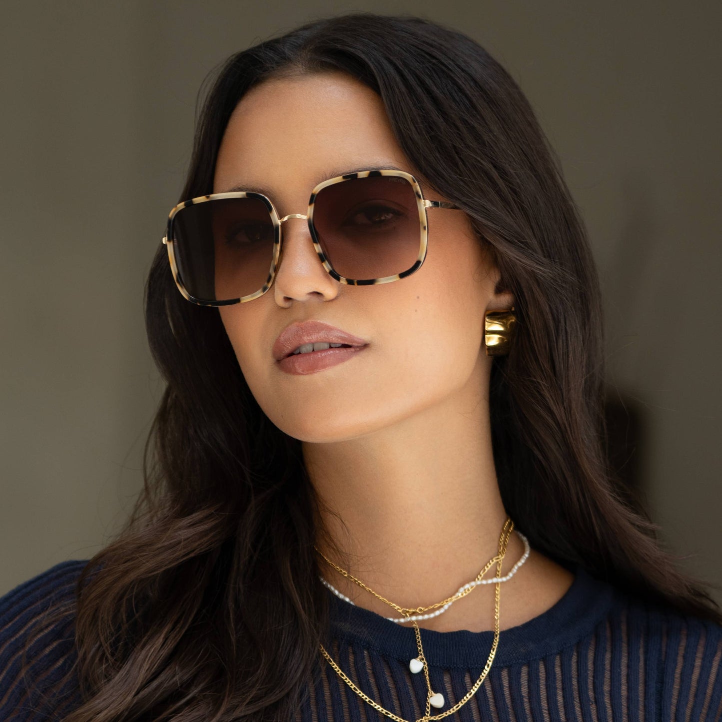 Cosmo Acetate Womens Square Sunglasses milky tortoise