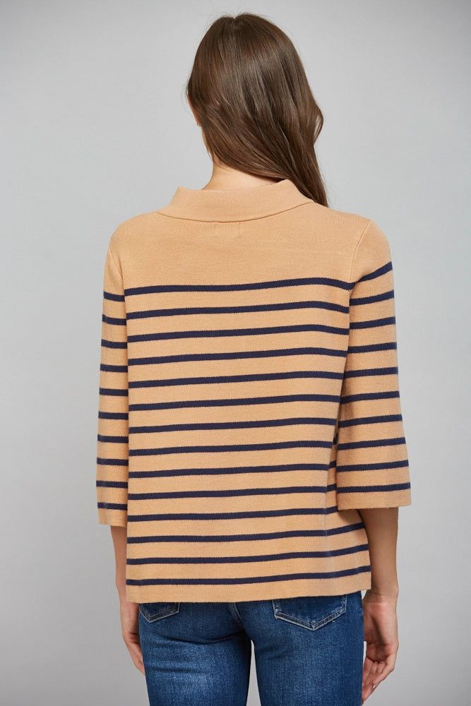 striped davis mock neck sweater