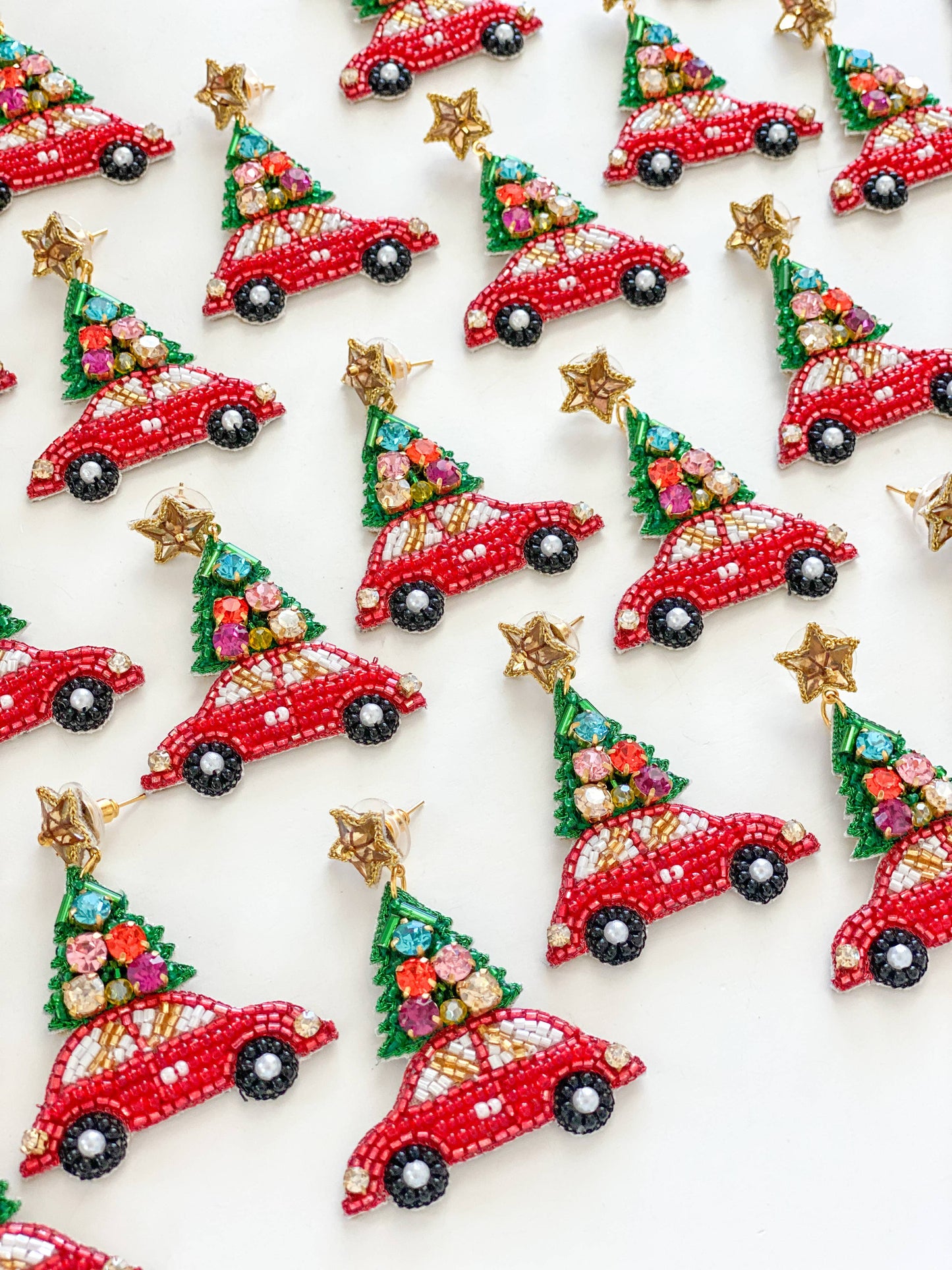 christmas car tree earrings