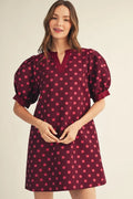lydia puff sleeve polka dot dress
