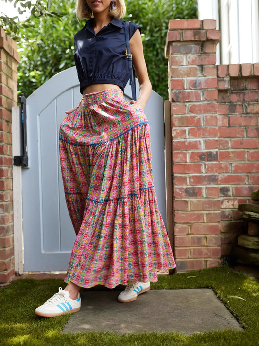 triple tiered skirt moroccan pink