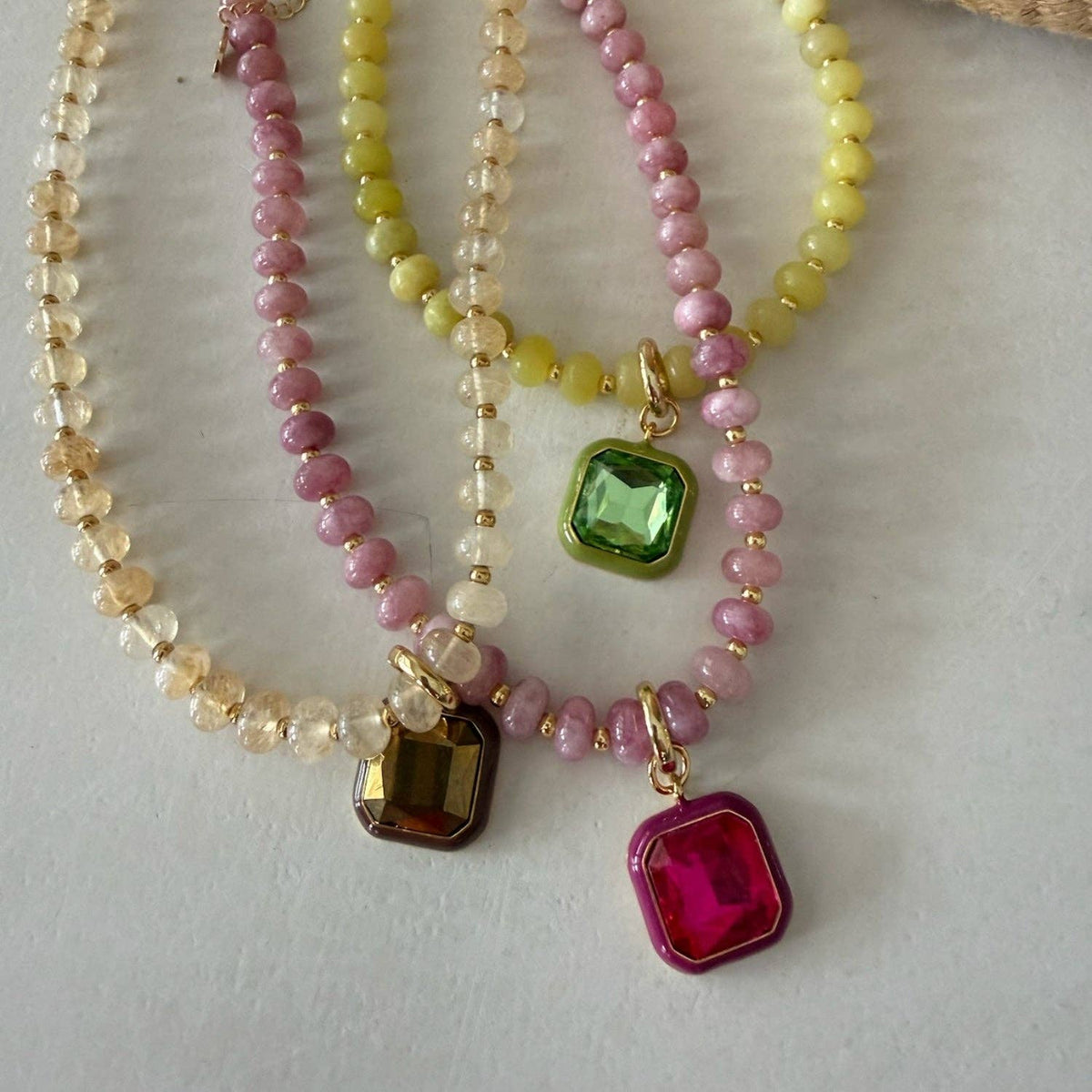 Harvest Pendant Beaded Necklace - Mulberry