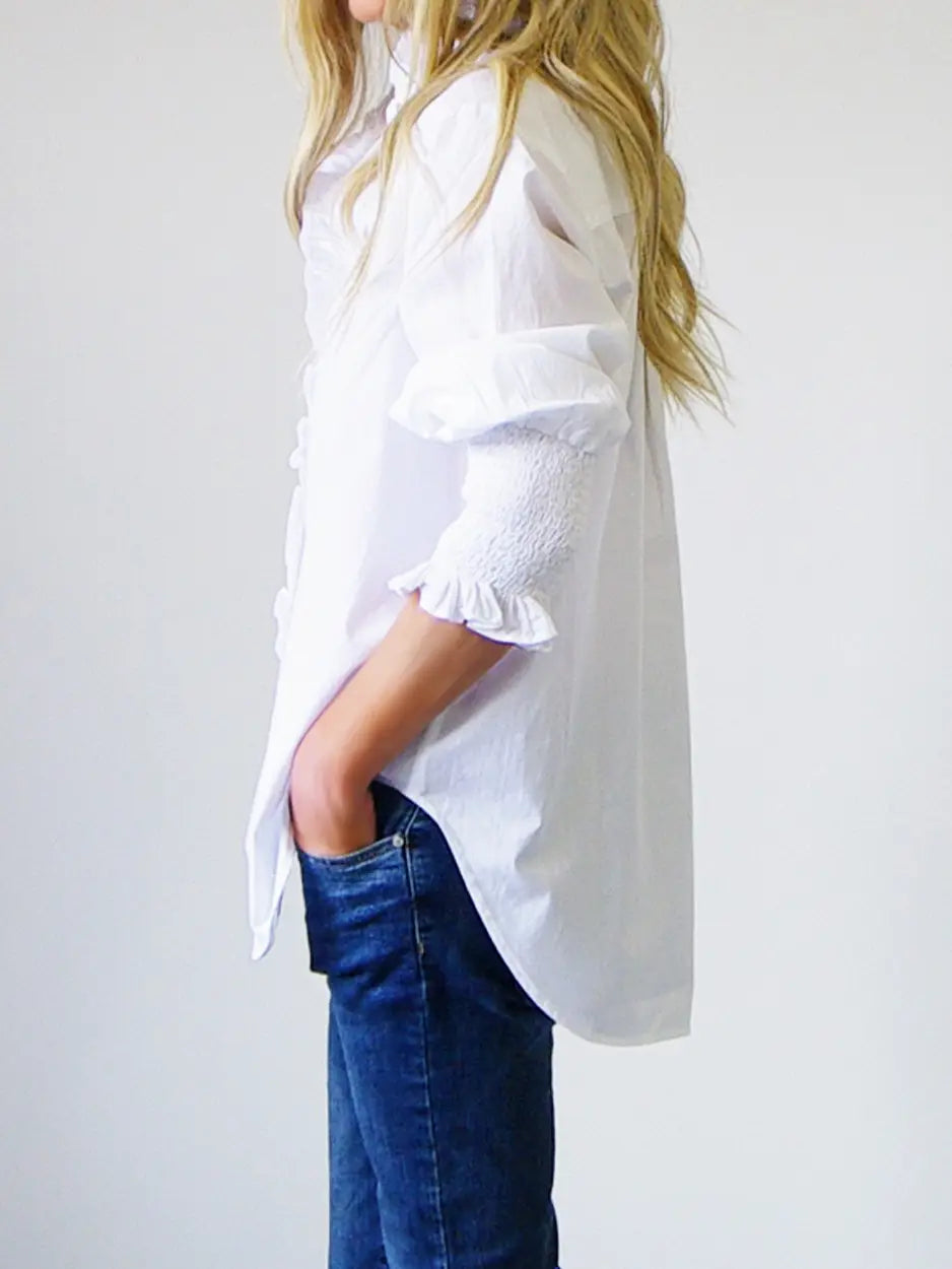 poppy white cotton poplin blouse