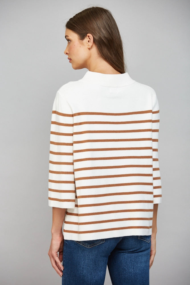 striped davis mock neck sweater