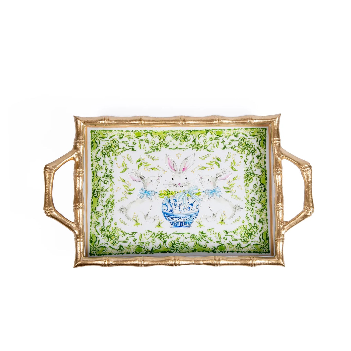 bunny trio enameled chang mai tray