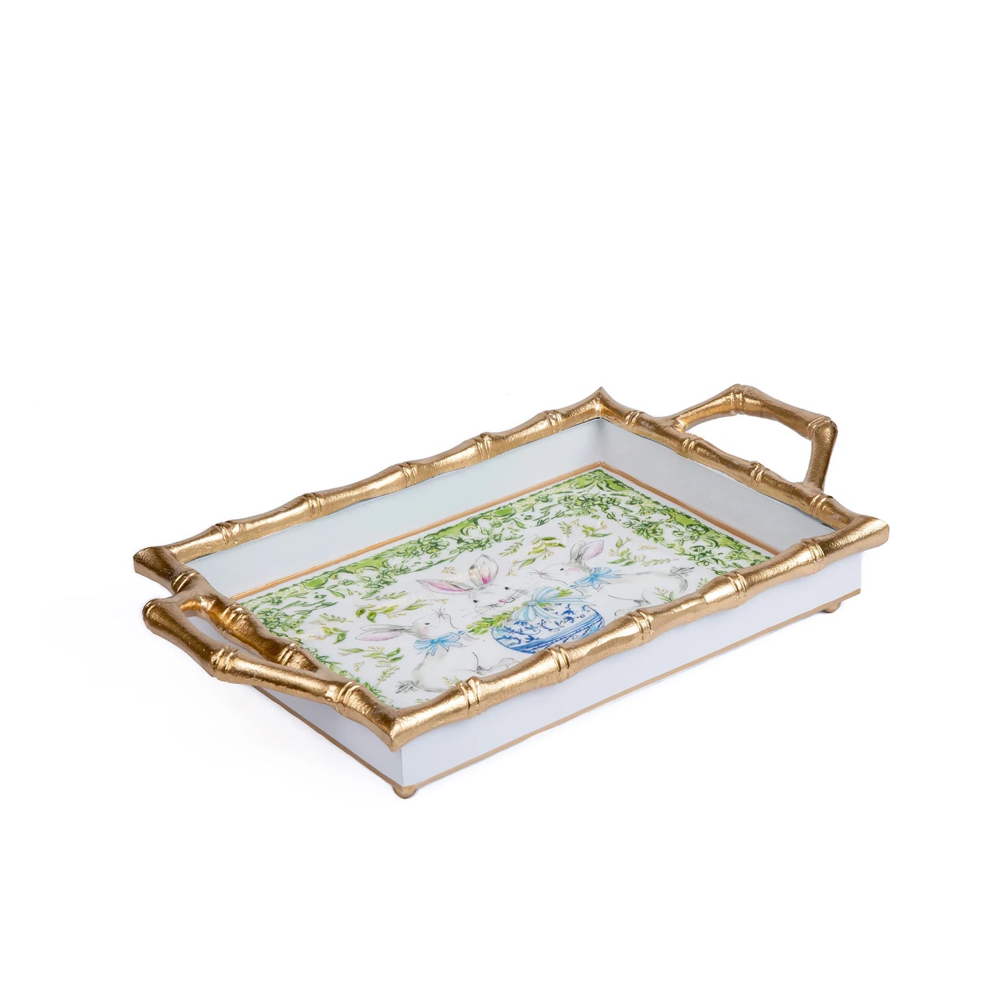 bunny trio enameled chang mai tray