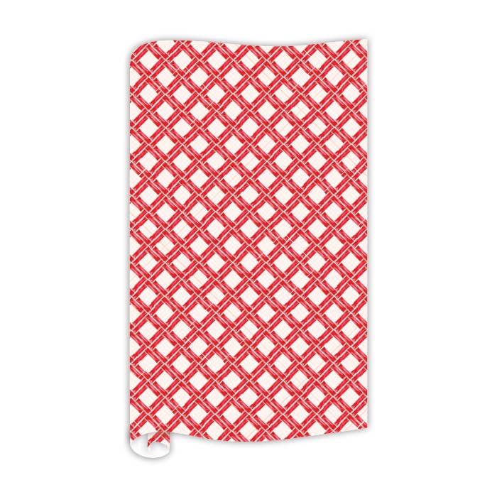 Handpainted Red Interlocking Bamboo Wrapping Paper