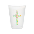 Floral Cross Frosted Cups | Set of 6