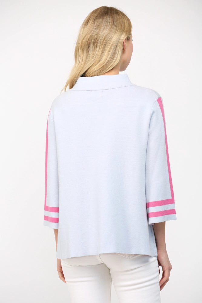 davis color block trim mock neck sweater