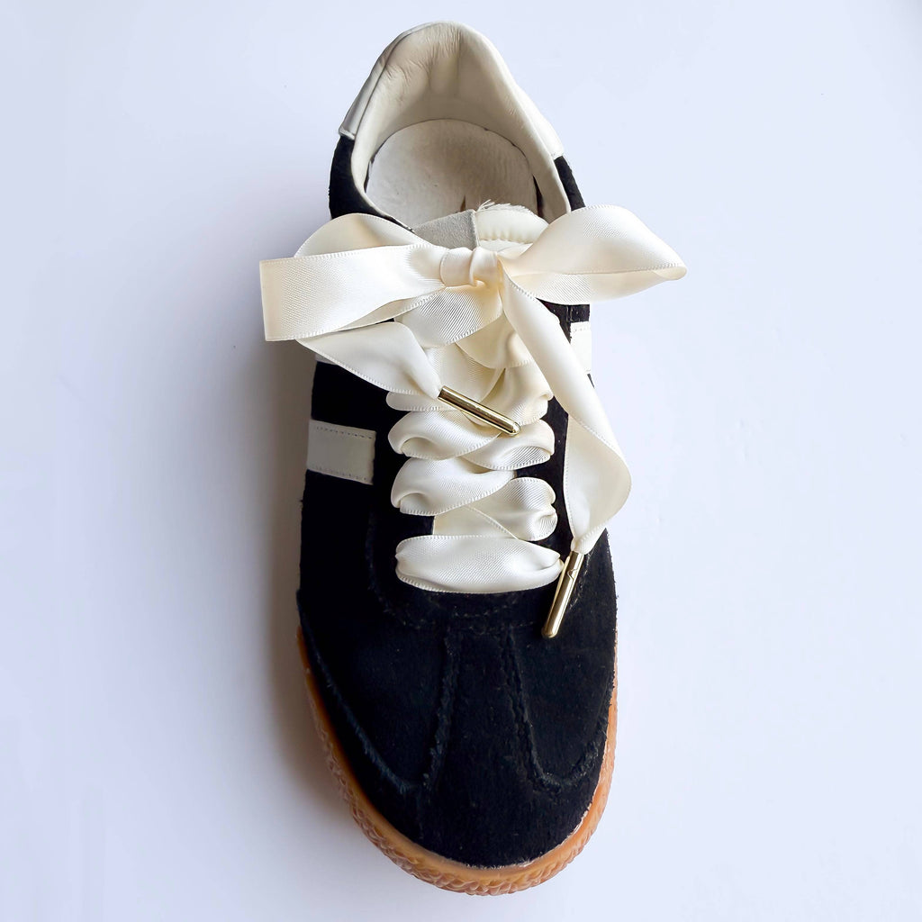 Satin Sneaker Laces with Gold Aglets – Luxe Shoe Accessory