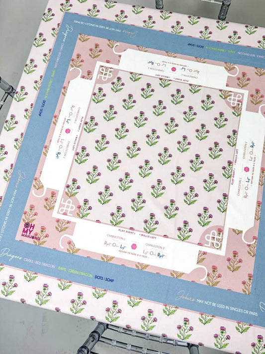 Pink Instructional Mahjong Tablecloth