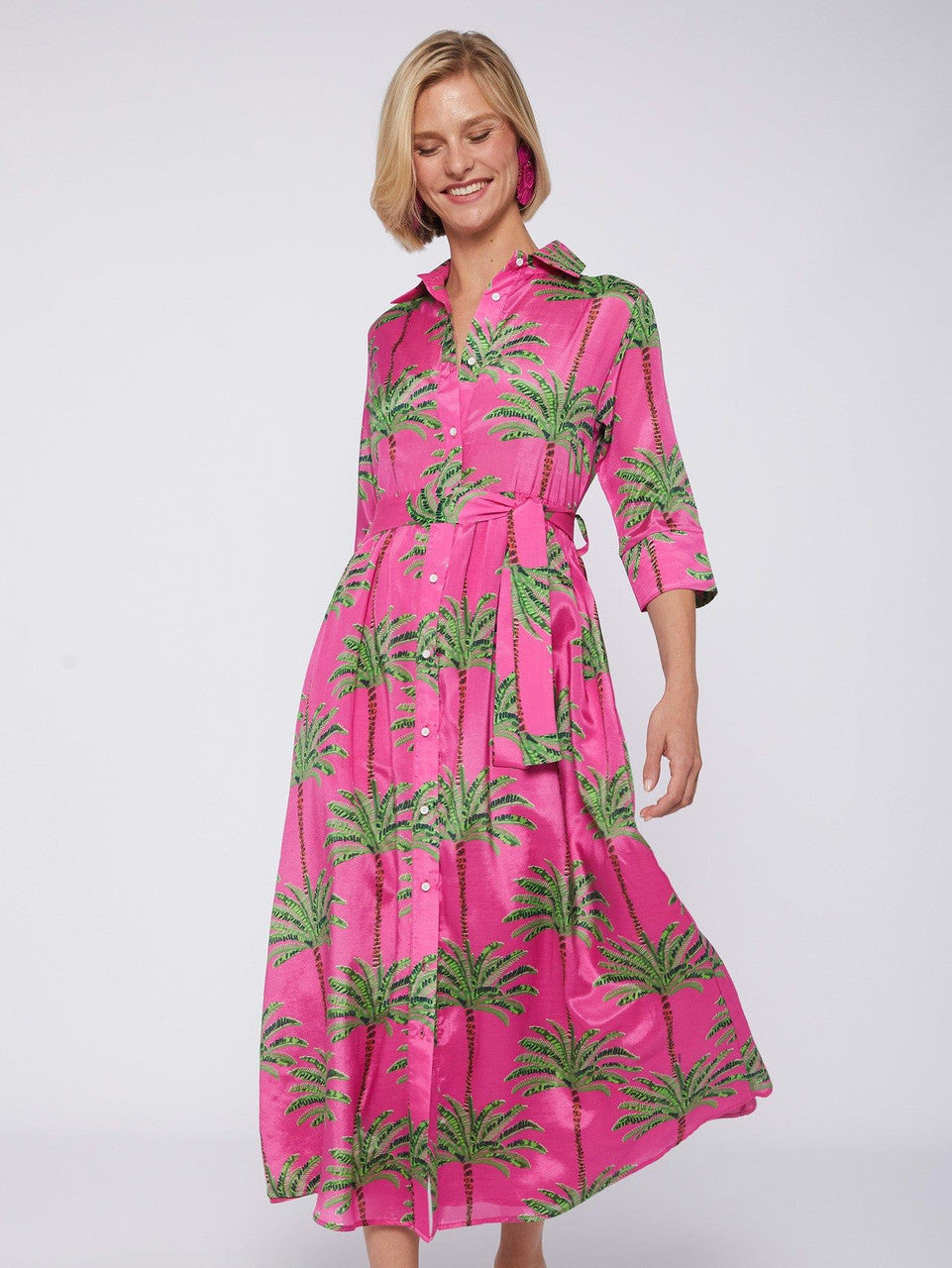 natalia pink palm dress