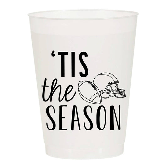 Tis The Season Football Tailgate Frosted Cups- Sports: Pack of 6