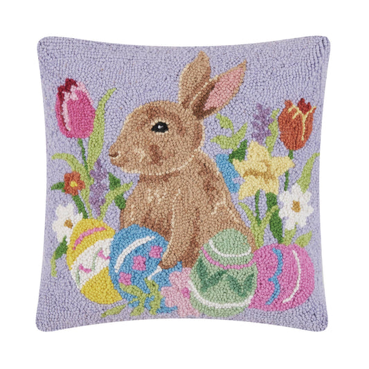 Lavender Bunny W/Eggs Hook Pillow