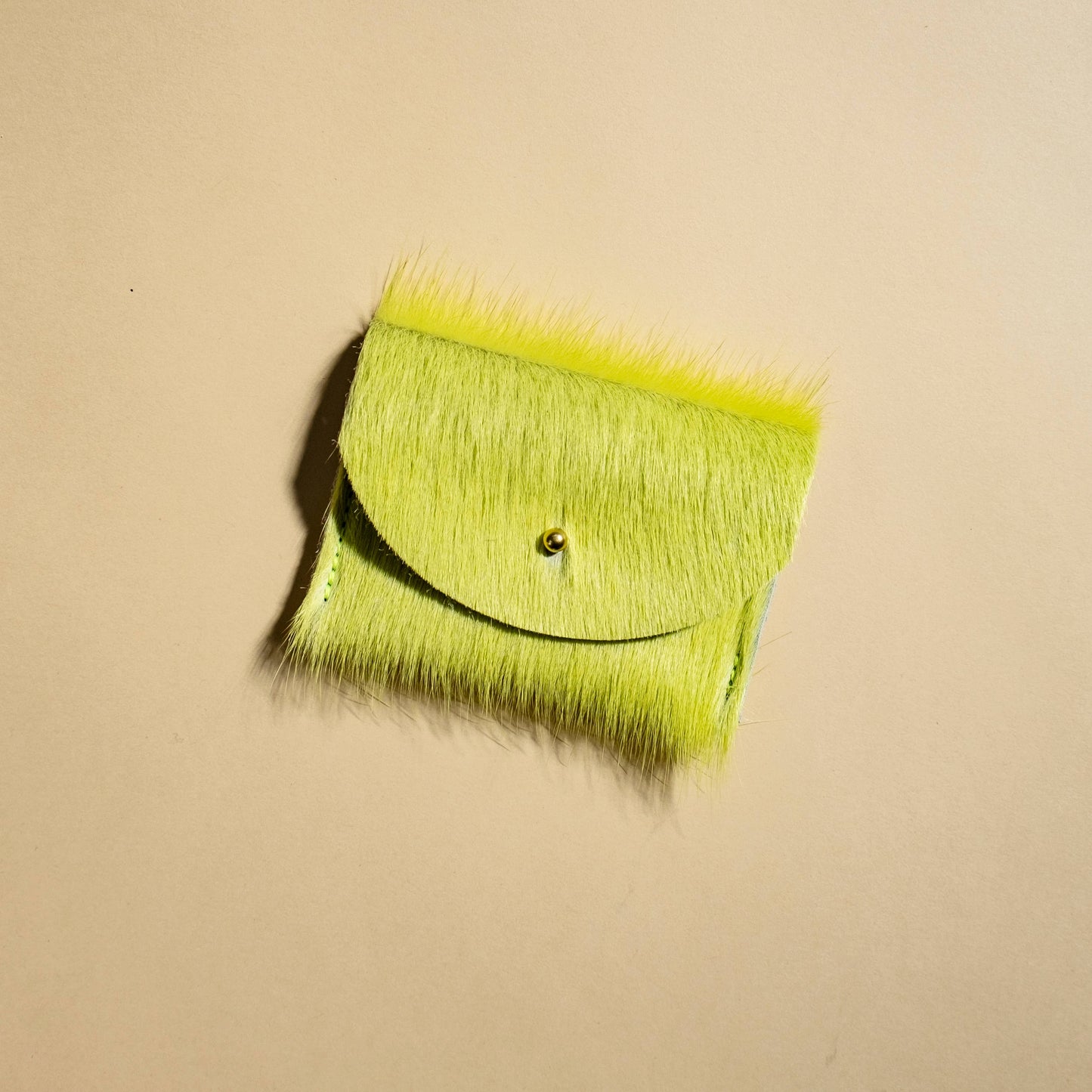 cardholder chartreuse hair on hide