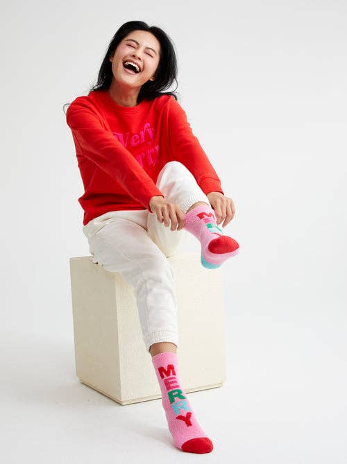 merry socks pink