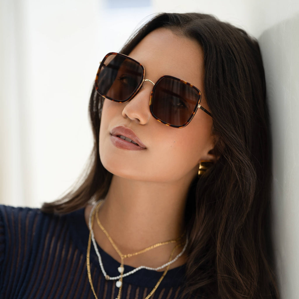 Cosmo Acetate Womens Square Sunglasses dark tortoise