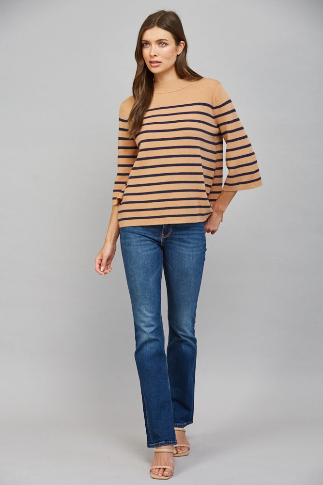 striped davis mock neck sweater
